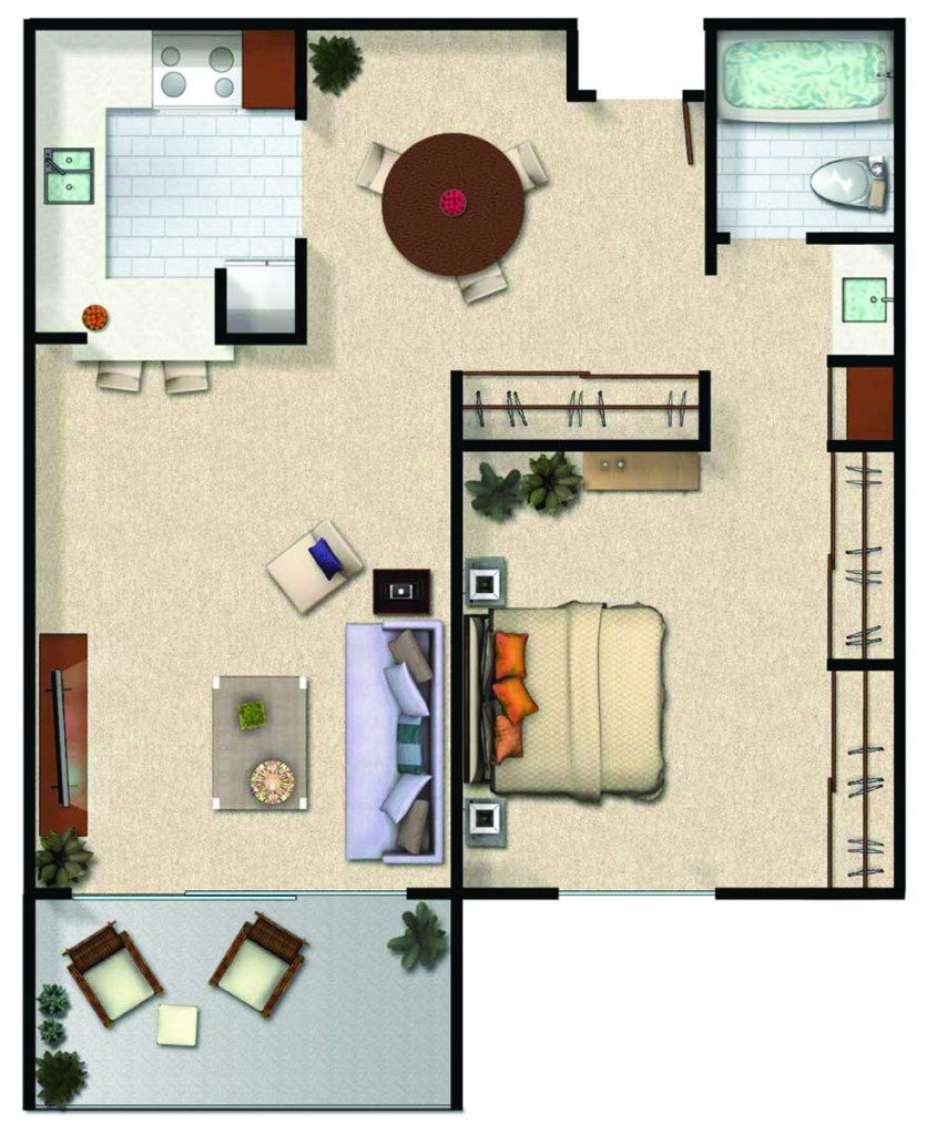 One Bedroom, One Bathroom